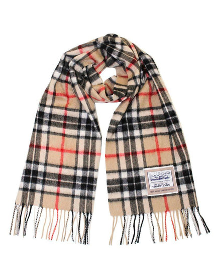 Heritage Traditions Pure Wool Tartan Scarf Camel - 1464 Raw Menswear