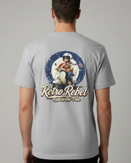Retro Rebel Grey T-Shirt Scooter