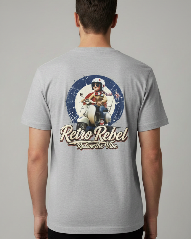 Retro Rebel Grey T-Shirt Scooter