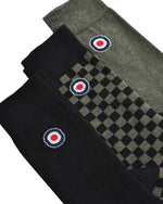 Carica l&#39;immagine nel visualizzatore di Gallery, Lambretta 3 Pack Checker Socks Khaki/Black - Raw Menswear
