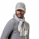 Load image into Gallery viewer, Heritage Pure Wool Herringbone Scarf With Fringe Detail Silver Grey - Raw Menswear
