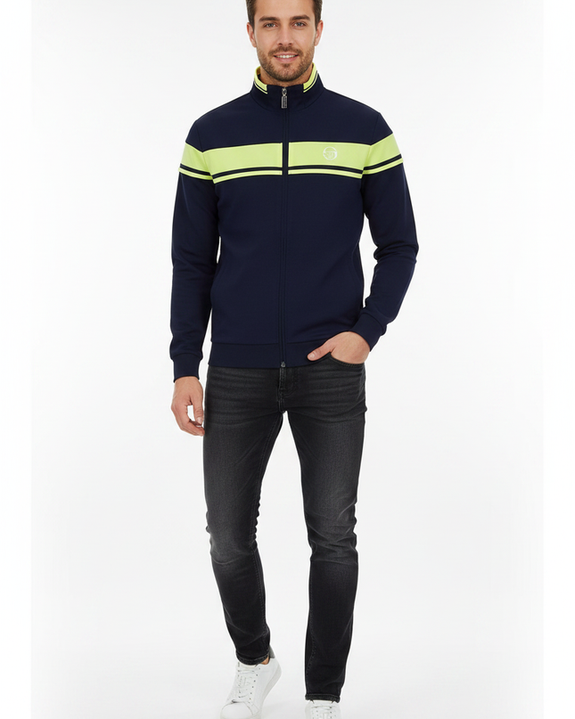 Sergio Tacchini Damarindo Track Top Navy/Lime - Model Shot
