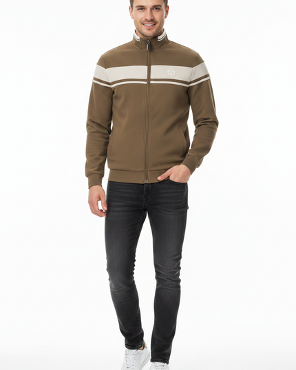 Sergio Tacchini Damarindo Track Top Olive/Cream - Model Shot
