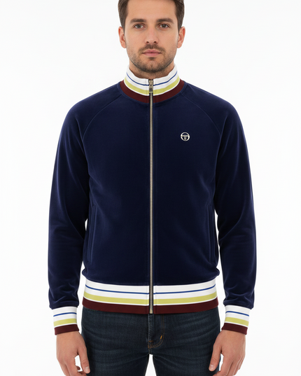 Sergio Tacchini Santori Velour Track Top in Martime Blue