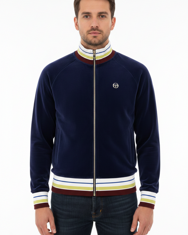 Sergio Tacchini Santori Velour Track Top in Martime Blue