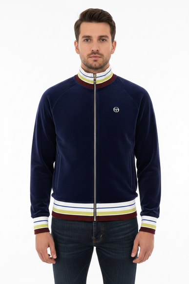 Sergio Tacchini Santori Velour Track Top in Martime Blue