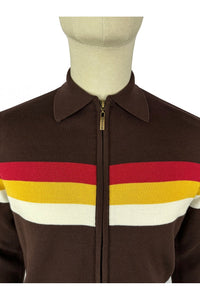 SKA & SOUL 'Gallagher' zip through fine gauge SS/2559 Brown - Raw Menswear