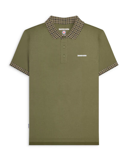 Lambretta Gingham Collar Polo Khaki 