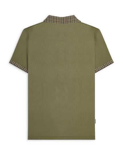 Lambretta Gingham Collar Polo Khaki 