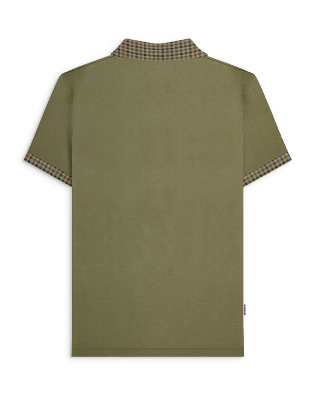 Lambretta Gingham Collar Polo Khaki 