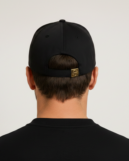 Sergio Tacchini Marz Classic Curved Peak Cap in Black/Gold
