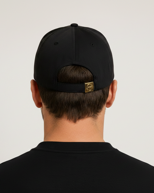Sergio Tacchini Marz Classic Curved Peak Cap in Black/Gold