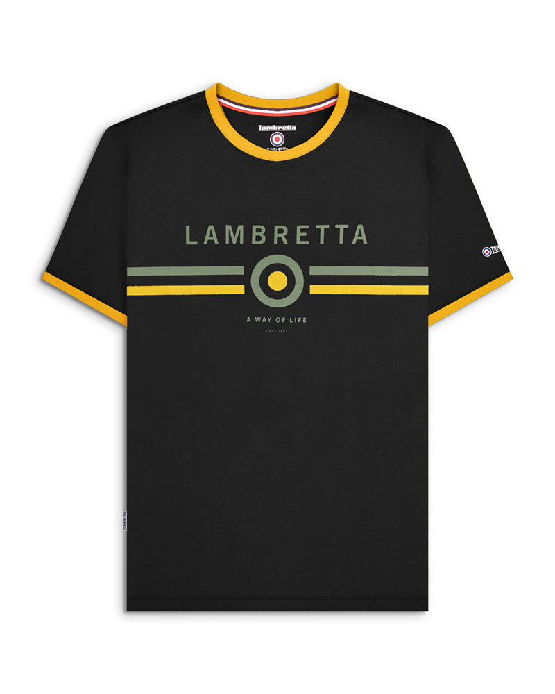 Lambretta Target Ringer Tee Black/Gold - Raw Menswear