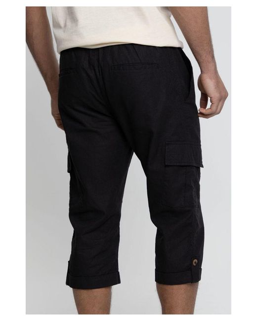 Threadbare Timberlake 3/4 Length Cargo Shorts Black - Raw Menswear