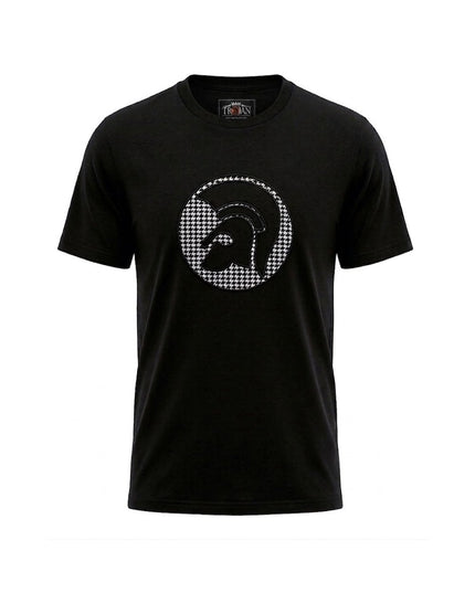 TROJAN Applique Houndstooth Jacquard Tee TR/9138 in Black