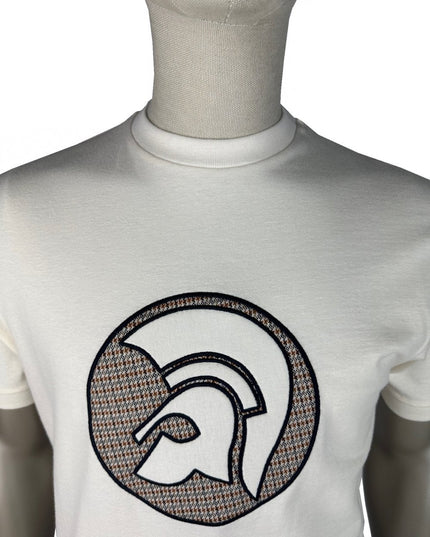 TROJAN Applique Jacquard Logo Tee TR/9091 Ecru