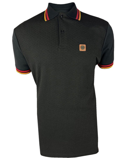 TROJAN Basket Knit Plain Panel Textured Polo TR/9032 Black