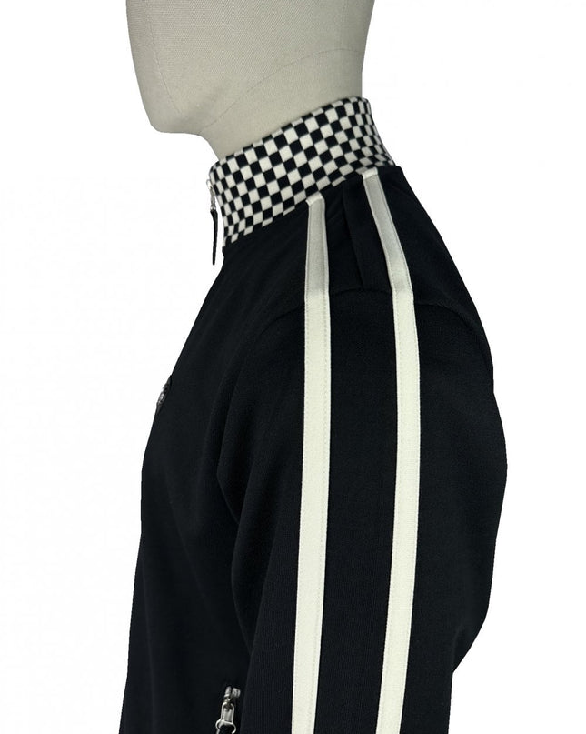 TROJAN Chequerboard Rib Track Top TR/9105 in Black