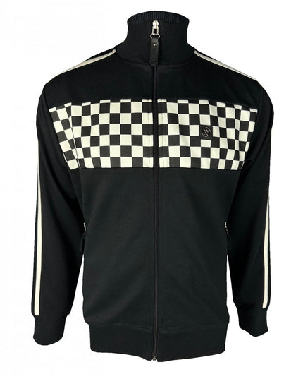 TROJAN Chequerboard Track Top TR/9054 Black - 531