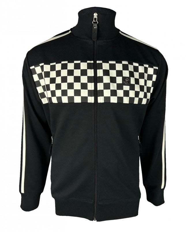 TROJAN Chequerboard Track Top TR/9054 Black - 531