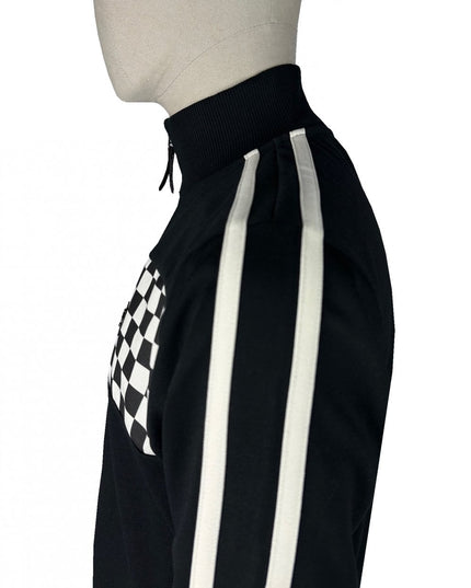 TROJAN Chequerboard Track Top TR/9054 Black - 531