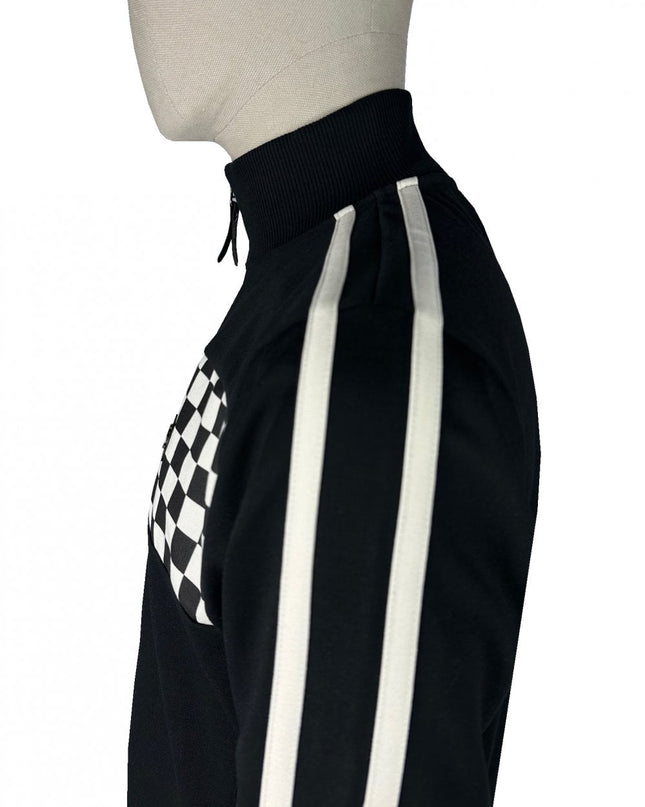 TROJAN Chequerboard Track Top TR/9054 Black - 531