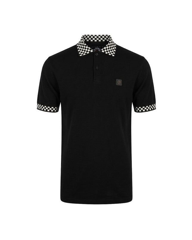TROJAN Chequerboard Trim Pique Polo TC/1051 Black