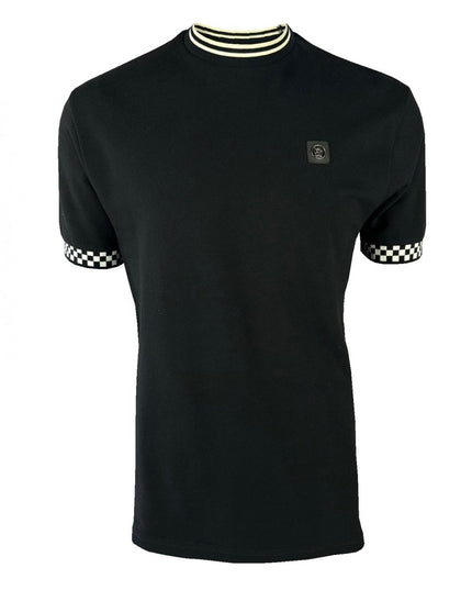 TROJAN Chequerboard Trim Tee TR/9040 Black