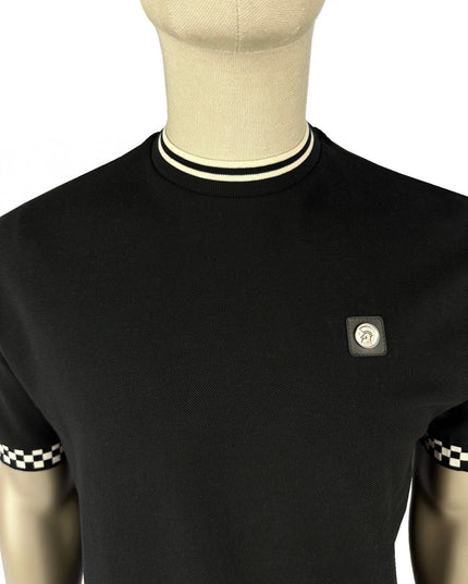 TROJAN Chequerboard Trim Tee TR/9040 Black