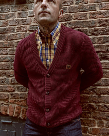 TROJAN Classic Waffle Cardigan TC/1020 Port