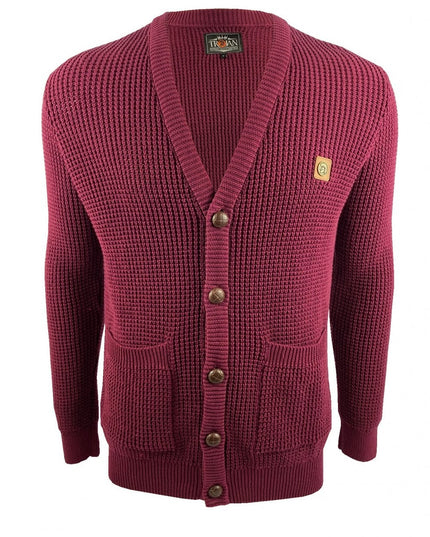 TROJAN Classic Waffle Cardigan TC/1020 Port