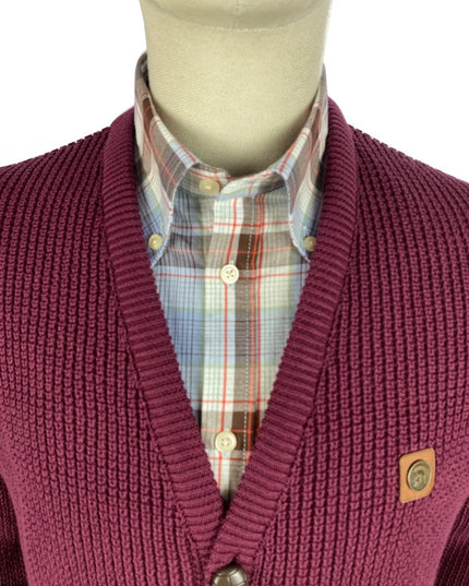 TROJAN Classic Waffle Cardigan TC/1020 Port