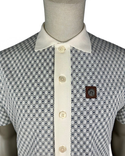 TROJAN Diamond Jacquard Polo Ecru TR/9079