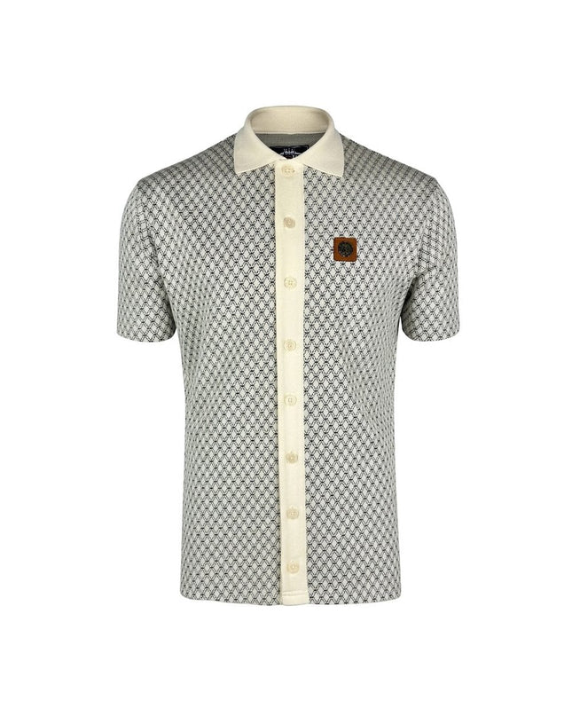 TROJAN Diamond Jacquard Polo Ecru TR/9079