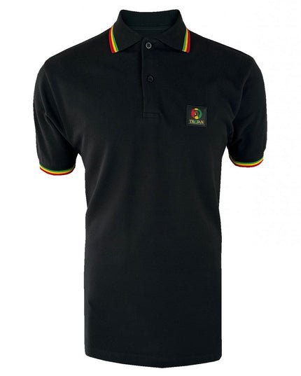 TROJAN Flag Badge Pique Polo TR/9077 Black Rasta