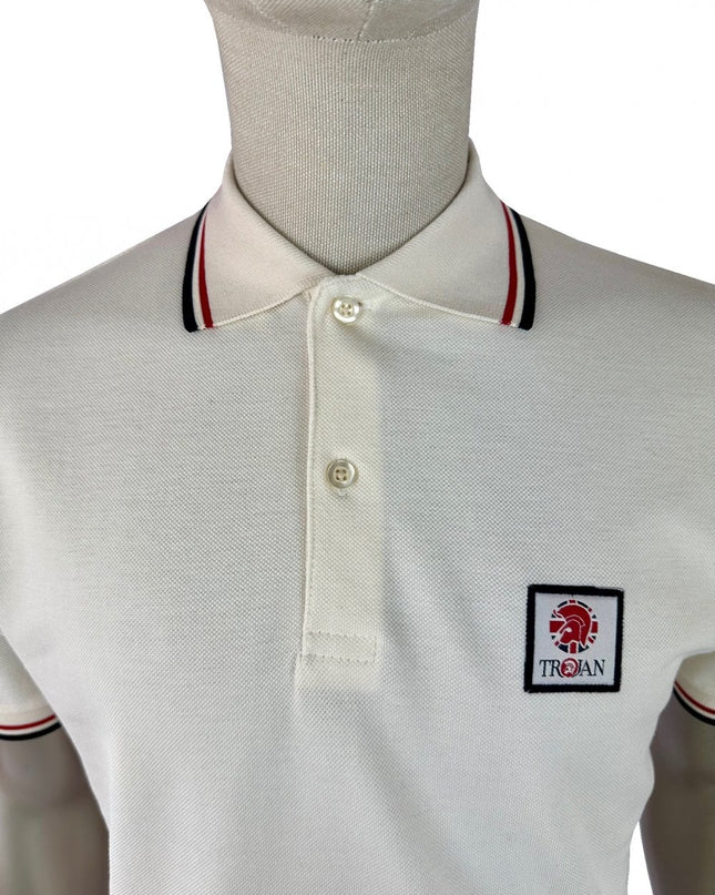 TROJAN Flag Badge Pique Polo TR/9077 Union Jack Ecru