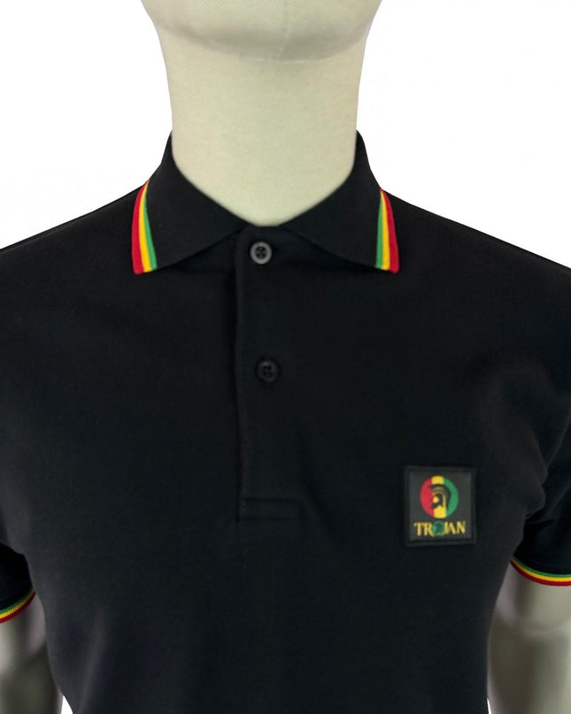 TROJAN Flag Badge Pique Polo TR/9121 in Black