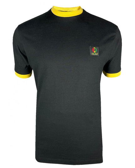 TROJAN Flag Badge Ringer Tee TR/9086 Black