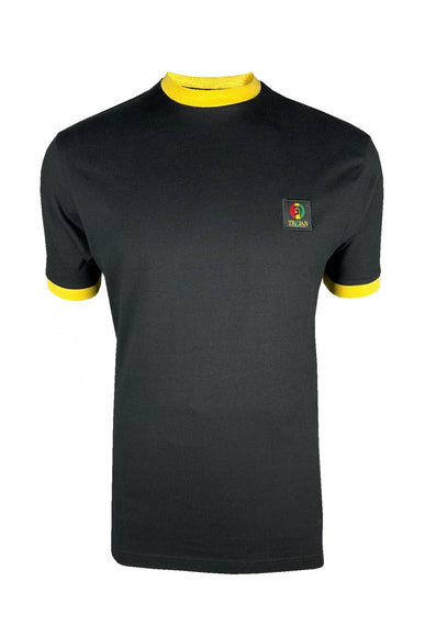 TROJAN Flag Badge Ringer Tee TR/9086 Black