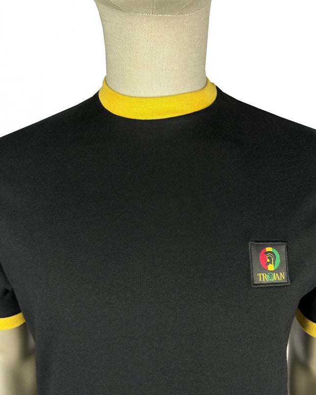 TROJAN Flag Badge Ringer Tee TR/9086 Black