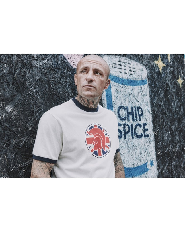 TROJAN Union Jack Flag Logo Tee TC/1046 Ecru