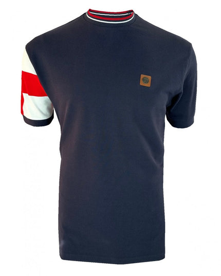 TROJAN England Flag Print Pique Tee TR/9088 T-Shirt Navy 