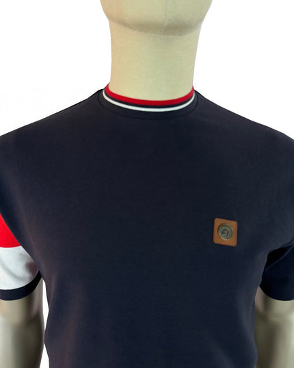 TROJAN England Flag Print Pique Tee TR/9088 T-Shirt Navy 