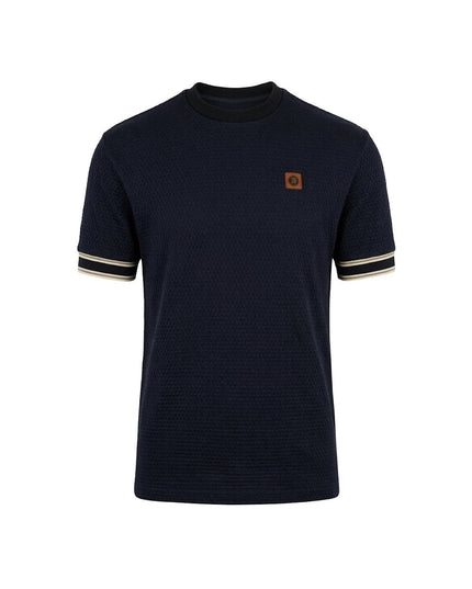 TROJAN Geometric Stripe Rib Tee Navy TR/9093