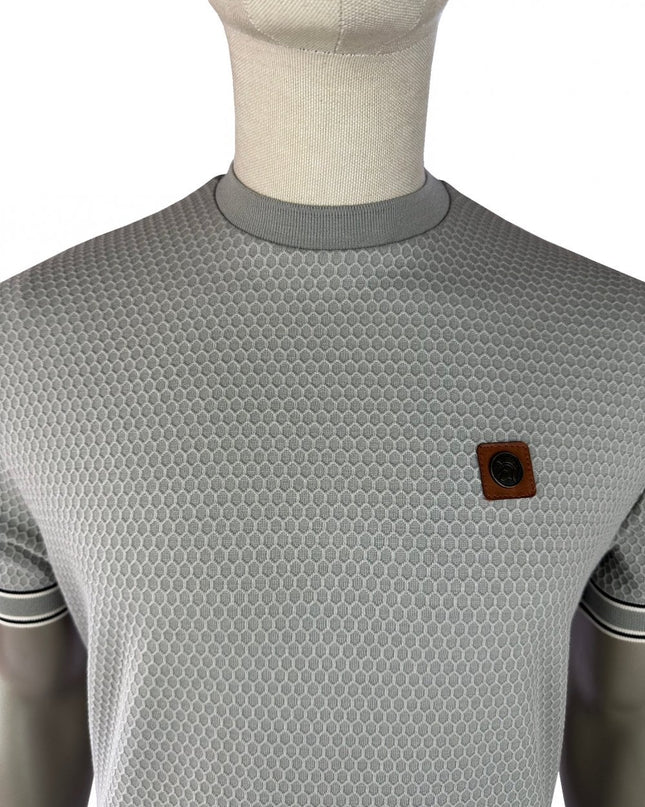 TROJAN Geometric Stripe Rib Tee Grey TR/9093