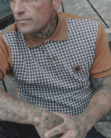 TROJAN Houndstooth Panel Polo TR/9020 Tan