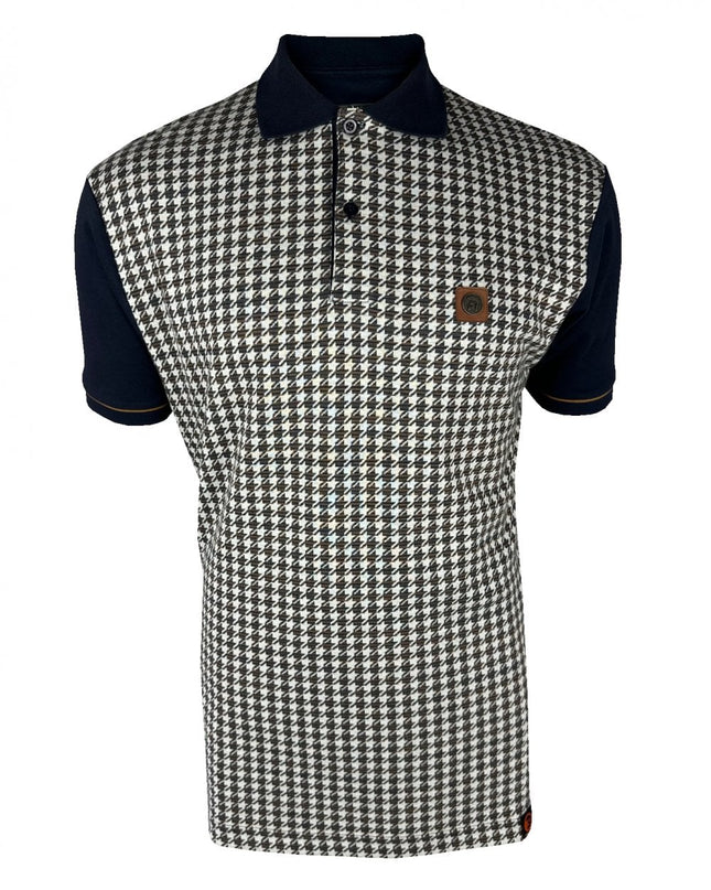 TROJAN Houndstooth Panel Polo TR/9074 Navy