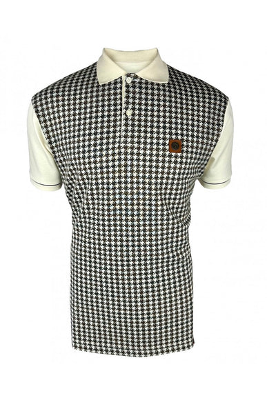 TROJAN Houndstooth Panel Polo TR/9074 Ecru