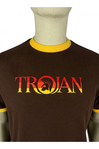 TROJAN Logo Ringer Tee TC/1014 Chocolate - Raw Menswear