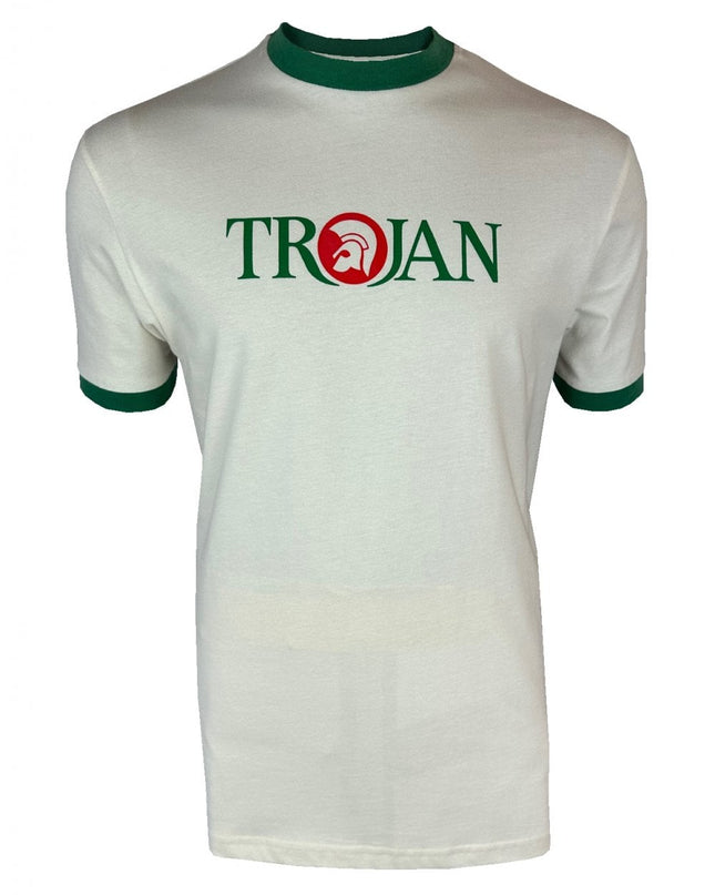 TROJAN Logo Ringer Tee TC/1014 Ecru